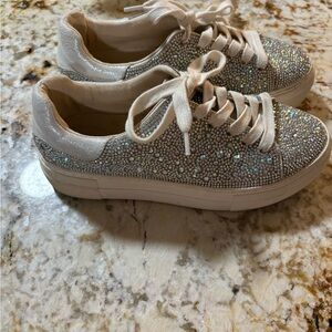 Betsey Johnson Silver Glitter Sneakers